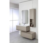 Mobile bagno sospeso tortora 90x47 cm con specchio e ceramica inclusi