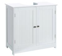BAKAJI Mobile Sotto Lavabo Bagno 2 ripiani con Doppia Anta, Chiusura Magnetica in Legno MDF antigraffio, Dimensione 60 x 30 x 60 cm, Sottolavandino, Armadietto Sottolavabo, Colore Bianco