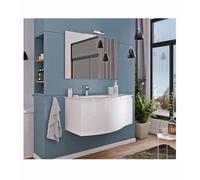 MOBILE BAGNO WAVE SOSPESO 105 CM BIANCO LUCIDO CON SPECCHIO E LAMPADA