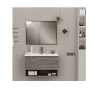 MOBILE BAGNO ZIK Sospeso con Lavabo in Ceramica e Specchio 80 cm 1 Cassetto 1 Vano a Vista