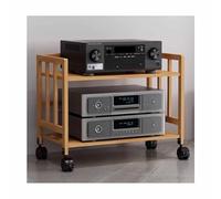 Mobile Bamboo AV Media Cabinet Stand - Rack di archiviazione componenti audio e audio-video scaffalatura torre per soggiorno, giochi, registrazione, marrone (80 x 38 x 158 cm)