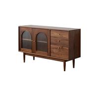 Mobile Bar Caffetteria Credenza semplice in noce nero for ristorante e bar, tavolo in vetro for caffè giapponese, arredamento for l'ingresso della casa Mobile buffet con contenitore(180x40x81cm)