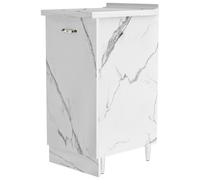 Mobile Base Cucina Componibile Minimal Bianco Effetto Marmo 1 Anta e 2 Scomparti