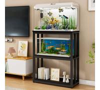 Mobile Base For Acquario, Supporto For Acquari For Carichi Pesanti, Scaffalatura A Tre Livelli,Vasche For Rettili E Vasche Di Allevamento(Black,35.8x19.7in)