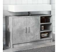 Mobile Base Lavabo in Legno Ingenerizzato, Design Salvaspazio con Due Ante e Tre Scomparti Aperti, Mobiletto Sotto Lavabo Bagnos, Armadietto da Bagno per Bagno Moderno, Grigio Cemento, 90x29x55 Cm