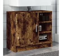 Mobile Base Lavabo in Legno Rovere Affumicato, Mobile Bagno Salvaspazio con Vano e Tre Scomparti, Mobiletto Sotto Lavabo Bagnos, Armadietto da Bagno, Adatto per Bagno e Toilette, 63x29x55 cm