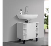 Mobile base lavandino armadietto con 6 ripiani sottolavabo da bagno 60x54x32cm