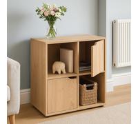 Mobile Base Libreria Bassa 4Ripiani 2Ante LegnoMDF 60x29x60 Design Moderno Acero