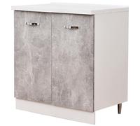 Mobile Base per Cucina Componibile Colore Grigio Cemento con 2 Ante 2 Scomparti