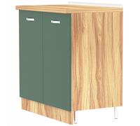 Mobile Base per Cucina Componibile in Legno Colore Verde con 2 Ante 2 Scomparti