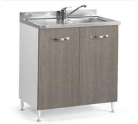 Mobile Base per Cucina con 2 Ante Sottolavello Solo Cassa o Lavabo Moderno Olmo