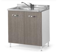 Mobile Base per Cucina con 2 Ante Sottolavello Solo Cassa o Lavabo Moderno Olmo