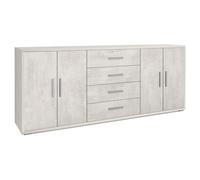 Mobile Basso 4 Ante 4 Cassetti 203x84x41 cm Ossido Bianco