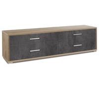 Mobile Basso 4 Cassetti 179x50x47 cm Noce Stelvio/Ossido Nero