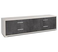 Mobile Basso 4 Cassetti 179x50x47 cm Ossido Bianco/Ossido Nero