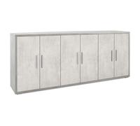 Mobile Basso 6 Ante 203x84x41 cm Cemento/Ossido Bianco