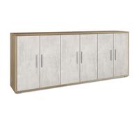 Mobile Basso 6 Ante 203x84x41 cm Noce Stelvio/Ossido Bianco