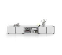 Mobile Basso Cannettato Romina (273,6x36x44 cm), 4 Ante, Bianco