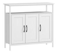 Mobile Basso Credenza da Cucina 100x35x88 cm con Armadietti e Ripiani a Giorno in MDF Bianco