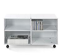 Mobile basso Libreria Bagno o Cucina Studio QBO 2 Moduli 70x35xh42h cm con Ruote e Mensole in Colore Bianco bianco