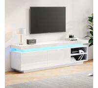 Mobile basso moderno lucido per TV con illuminazione a LED, adatto per TV da 70 pollici, tavolo, supporto universale per videogiochi, armadietto e ampio spazio di archiviazione (bianco, 170 x 35 x 50