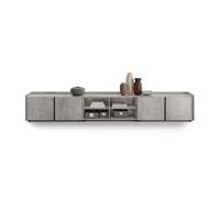 Mobile Basso Romina (273,6x36x44 cm), 4 Ante, Grigio Cemento