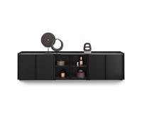 Mobile Basso Romina (273,6x36x70 cm), 4 Ante, Nero Frassino
