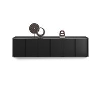 Mobile Basso Romina (273,6x36x70 cm), 6 Ante, Nero Frassino