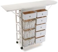 Mobile bianco salvaspazio cassettiera 6 cassetti 3 ceste porta bucato panni asse da stiro porta oggetti per stirare facile