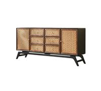 Mobile Buffet Credenza in legno in stile Wabi-sabi, semplice mobiletto portaoggetti, mobiletto d'ingresso in rattan Credenza con Contenitore