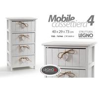 MOBILE CASSETTIERA 4 CASSETTI CUORE IN LEGNO SHABBY CHIC 402973 CM TDE-763946