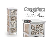 MOBILE CASSETTIERA 4 CASSETTI DECORATI IN LEGNO BICOLORE 263280 CM EDT-788178