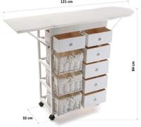 Mobile cassettiera 6 cassetti 3 ceste porta bucato panni asse da stiro bianco po