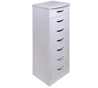 BAKAJI Mobile Cassettiera Mobiletto 7 Cassetti Settimino in Legno MDF Pomelli in Metallo Design Moderno Arredamento Casa Camera da Letto Dimensione 46 x 42 x 116 cm (Bianco)