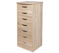 Mobile Cassettiera 7 Cassetti Settimino in legno MDF 46x42x116cm Quercia Moderno