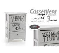 MOBILE CASSETTIERA CON 3 CASSETTI HOME IN LEGNO DECORATA 402958 CM TDE-789670