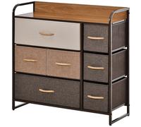 Mobile Cassettiera Da Camera Da Letto E Soggiorno, Cassettiera Con 7 Cassetti Pieghevoli In Tessuto E Ripiano In Mdf, 80x29x78.5cm, Multicolore