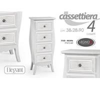 MOBILE CASSETTIERA ELEGANT IN LEGNO SHABBY 4 CASSETTI 382890 CM TOD-802096