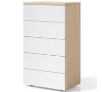 Mobile Cassettiera Mobiletto 5 Cassetti in Legno Design Moderno 61x40x110 Bianco