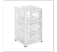 MOBILE CASSETTIERA PLASTICA 3 CASSETTI BIANCO TRASPARENTE 40x38x59 cm