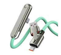 Mobile Charger - 240W Sideways Phone Charger With Stand - Foldable Fast Charging Cable USB-A To Type-C | Invisible 2-in-1 Holder For Smartphones, Tablets | Portable Travel, Charging Solution