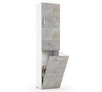MOBILE COLONNA ARMADIO LAVANDERIA CESTELLO L45xP32xH195 CM COMPOS BIANCO CEMENTO