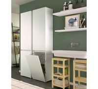 Mobile colonna con cestello biancheria 2 ripiani 45x37x195 cm bianco Bianco