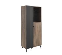 Composad | Mobile Colonna della Linea INFINITO con 2 Ante e 3 Vani, Credenza, Mobile Soggiorno, (LxAxP) 83,1x190x42,9 cm, Grigio Titanio Laccato e Noce Brera, Made in Italy