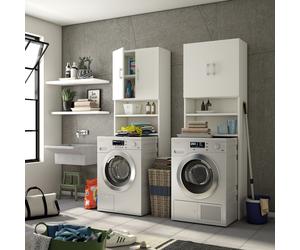 MOBILE COLONNA UNIVERSALE COPRILAVATRICE LAVANDERIA LAUNDRYCOMPOS BIANCO