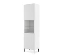 Mobile colonna vetrina soggiorno Ravenna cm 60x42x215H Bianco opaco piedi neri