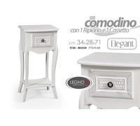 MOBILE COMODINO COLONNINA ELEGANT IN LEGNO CON CASSETTO 342871 CM TOD-801020