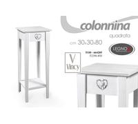 MOBILE COMODINO COLONNINA IN LEGNO CUORE 303080 CM BIANCO SHABBY TOD-664205