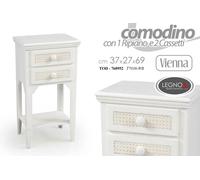 MOBILE COMODINO VIENNA 2 CASSETTI IN LEGNO SHABBY CHIC 372769 CM TDE-760952