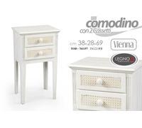 MOBILE COMODINO VIENNA 2 CASSETTI IN LEGNO SHABBY CHIC 382869 CM TDE-761157